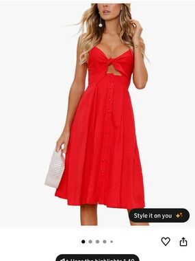 Amazon Red Tie-Front Midi Dress